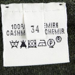 Hermes Olive Green Cashmere Zip Front Cardigan S