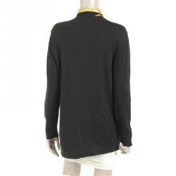 Pre Owned Hermes Black Baroque Print Silk Shirt M