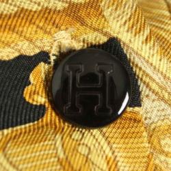 Pre Owned Hermes Black Baroque Print Silk Shirt M