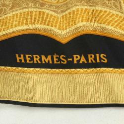 Pre Owned Hermes Black Baroque Print Silk Shirt M