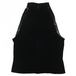 Hermes Black Print Velour Halter Top L