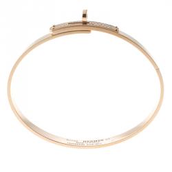 Hermes Kelly Diamond 18k Rose Gold Bangle Bracelet 16cm