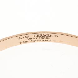 Hermes Kelly Diamond 18k Rose Gold Bangle Bracelet 16cm