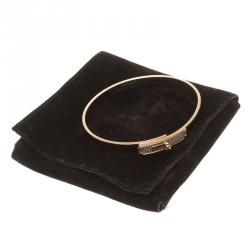 Hermes Kelly Diamond 18k Rose Gold Bangle Bracelet 16cm