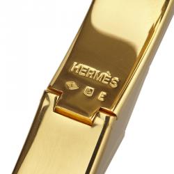 Hermes Clic-Clac H Cream Enamel Gold Plated Bracelet