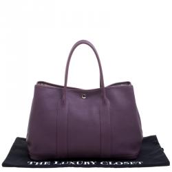 Pre Owned Hermes Purple Cassis Togo Leather Garden Party MM Tote