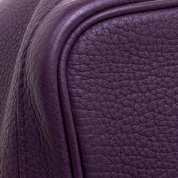 Pre Owned Hermes Purple Cassis Togo Leather Garden Party MM Tote