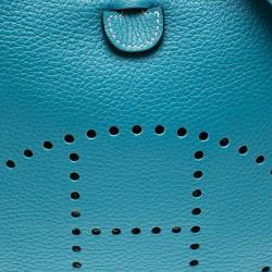 Pre Owned Hermes Blue Lagon Togo Leather Evelyne III PM Bag