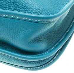 Pre Owned Hermes Blue Lagon Togo Leather Evelyne III PM Bag