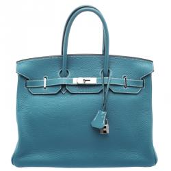 Hermes Birkin 35 Fauve Grizzly Suede & Capucine Evercolor Permabrass Hardware