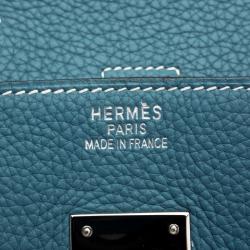 Hermes Blue Azure Clemence Leather Palladium Hardware Birkin 35 Bag
