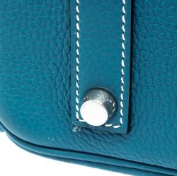 Hermes Blue Azure Clemence Leather Palladium Hardware Birkin 35 Bag