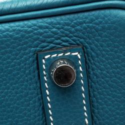 Hermes Blue Azure Clemence Leather Palladium Hardware Birkin 35 Bag