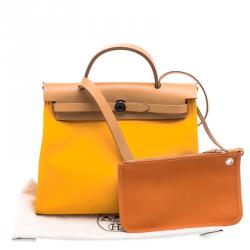Pre Owned Hermes Jaune Dor Yellow Canvas and Leather Herbag Zip 31 Bag