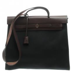 Herbag cloth handbag Hermès Black in Cloth - 25485891