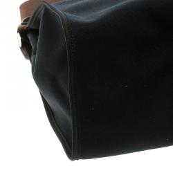Pre Owned Hermes Dark Brown/Black Leather and Canvas Herbag Zip 39 Bag