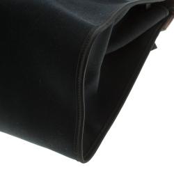 Pre Owned Hermes Dark Brown/Black Leather and Canvas Herbag Zip 39 Bag