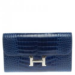 Hermes Blue Alligator Constance Long Wallet