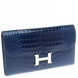 Hermes Blue Alligator Constance Long Wallet