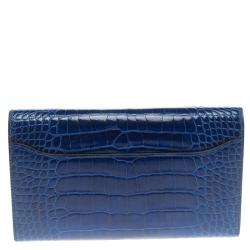 Hermes Blue Alligator Constance Long Wallet