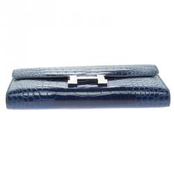 Hermes Blue Alligator Constance Long Wallet