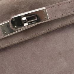 Hermes Lilac Suede Palladium Hardware Kelly Longue Clutch 34cm