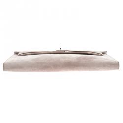 Hermes Lilac Suede Palladium Hardware Kelly Longue Clutch 34cm