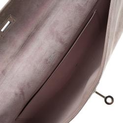 Hermes Lilac Suede Palladium Hardware Kelly Longue Clutch 34cm