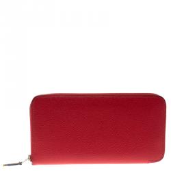 Hermes Rose Jaipur Epsom Leather Azap Silk In Zip Around Wallet