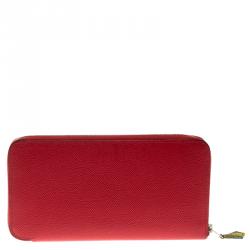 Hermes Rose Jaipur Epsom Leather Azap Silk In Zip Around Wallet