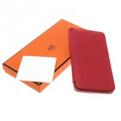 Hermes Rose Jaipur Epsom Leather Azap Silk In Zip Around Wallet