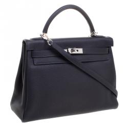 Pre Owned Hermes Graphite Togo Palladium Hardware Kelly Retourne 32 Bag