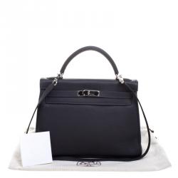 Pre Owned Hermes Graphite Togo Palladium Hardware Kelly Retourne 32 Bag