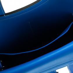 Pre Owned Hermes Bleu Electrique Clemence Leather Halzan 31 Bag