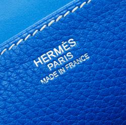 Pre Owned Hermes Bleu Electrique Clemence Leather Halzan 31 Bag