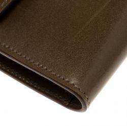 Pre Owned Hermes Olive Barenia Box Calf Leather Long Kelly Wallet 