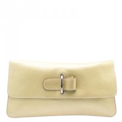 Pre Owned Hermes Metallic Beige Chevre de Coromandel Leather Wallet