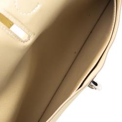 Pre Owned Hermes Metallic Beige Chevre de Coromandel Leather Wallet