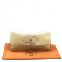 Pre Owned Hermes Metallic Beige Chevre de Coromandel Leather Wallet