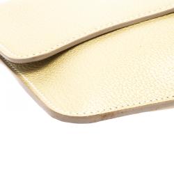 Pre Owned Hermes Metallic Beige Chevre de Coromandel Leather Wallet