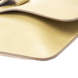 Pre Owned Hermes Metallic Beige Chevre de Coromandel Leather Wallet