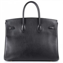Hermes Noir Ardennes Leather Gold Hardware Birkin 35 Bag