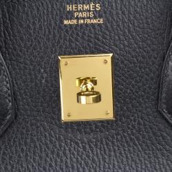 Hermes Noir Ardennes Leather Gold Hardware Birkin 35 Bag