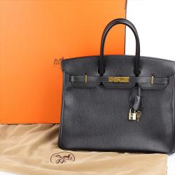 Hermes Noir Ardennes Leather Gold Hardware Birkin 35 Bag