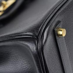 Hermes Noir Ardennes Leather Gold Hardware Birkin 35 Bag