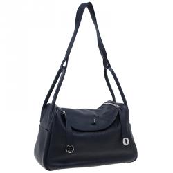 Pre Owned Hermes Noir Taurillon Palladium Hardware Lindy 34 CM