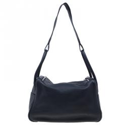 Pre Owned Hermes Noir Taurillon Palladium Hardware Lindy 34 CM