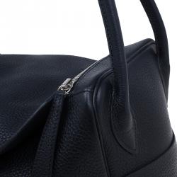 Pre Owned Hermes Noir Taurillon Palladium Hardware Lindy 34 CM
