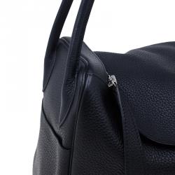 Pre Owned Hermes Noir Taurillon Palladium Hardware Lindy 34 CM
