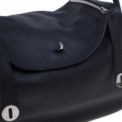 Pre Owned Hermes Noir Taurillon Palladium Hardware Lindy 34 CM